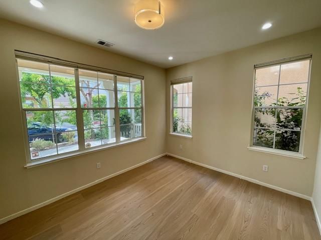 Empty room, Interior, Recessed Lighting, Wood Texture Flooring