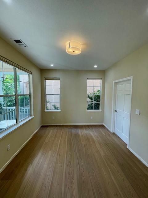 Empty room, Interior, Recessed Lighting, Wood Texture Flooring