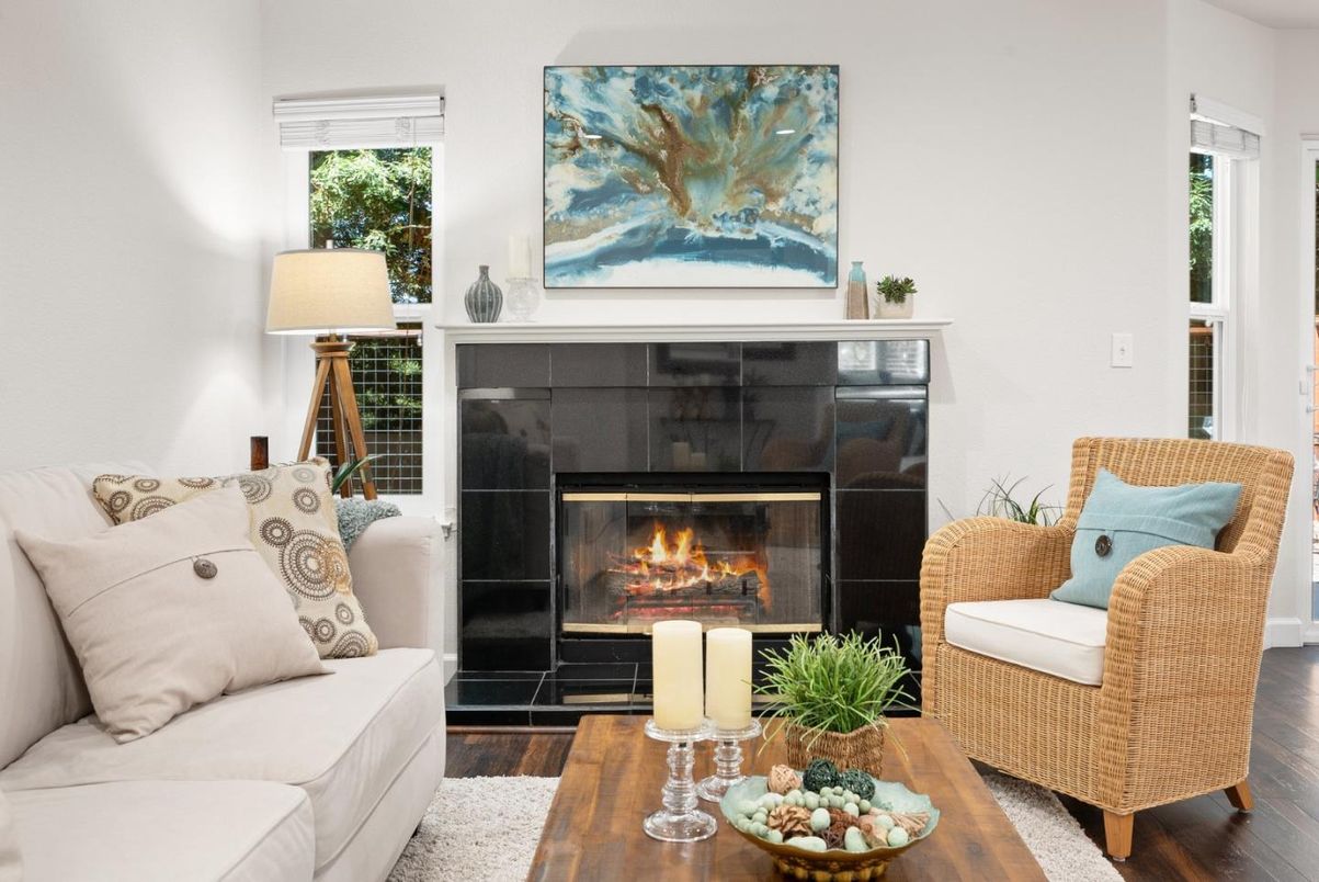 Fireplace, Interior, Living room, Wood Texture Flooring
