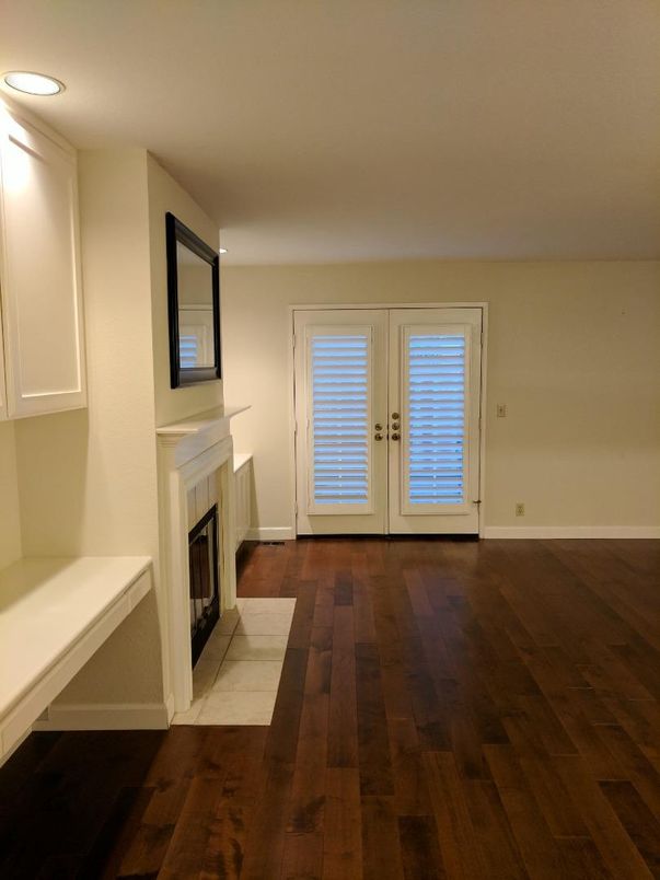 Fireplace, Interior, Recessed Lighting, Wood Texture Flooring