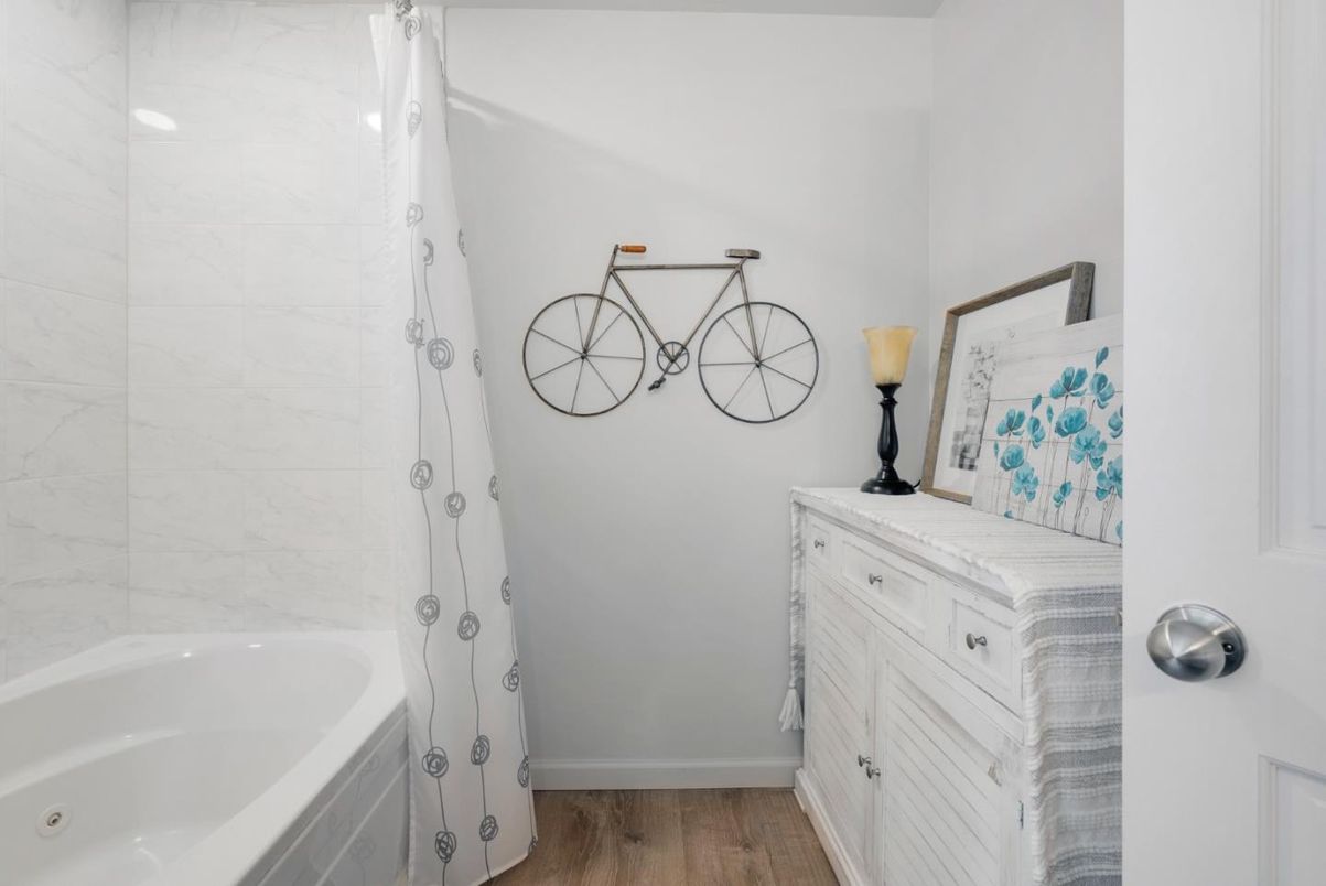 Bathroom, Interior, Marble Walls, Wood Texture Flooring