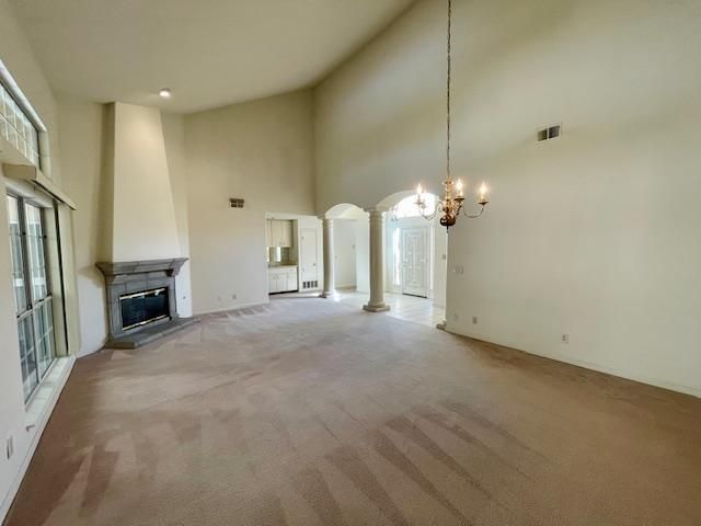 Chandelier, Empty room, Fireplace, Interior, Recessed Lighting