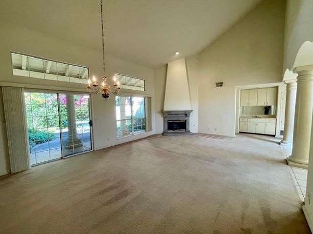 Chandelier, Empty room, Fireplace, Interior, Recessed Lighting
