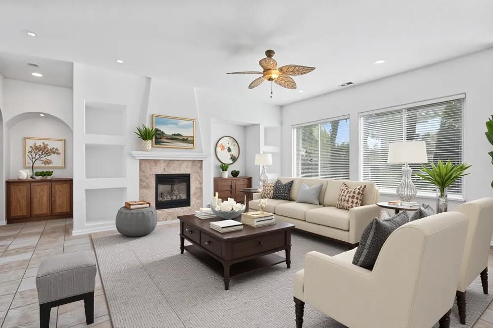 Fireplace, Interior, Living room, Recessed Lighting