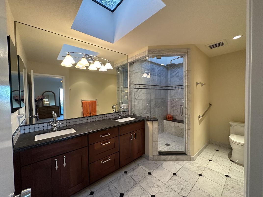 Bathroom, Dual Sink Vanities, Glass Shower, Interior, Recessed Lighting