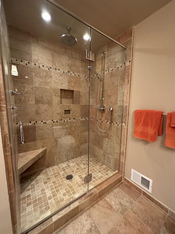 Bathroom, Glass Shower, Interior, Recessed Lighting