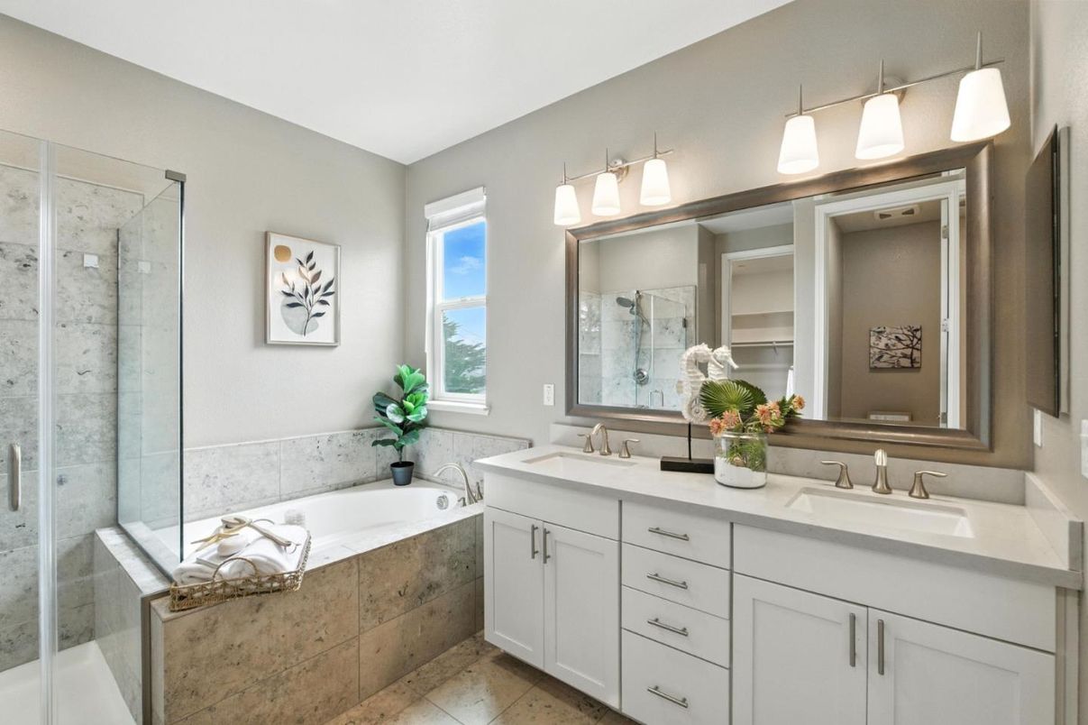 Bathroom, Dual Sink Vanities, Glass Shower, Interior