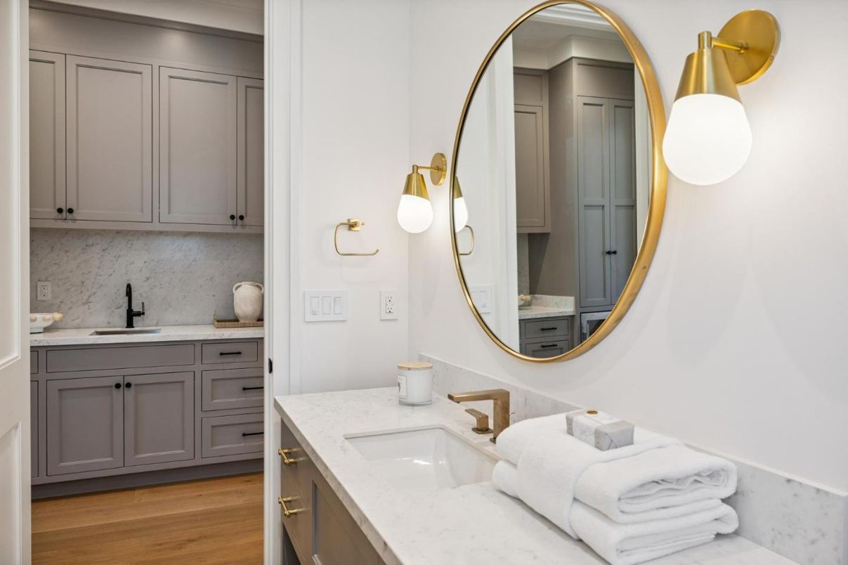 Bathroom, Dual Sink Vanities, Interior, Wood Texture Flooring