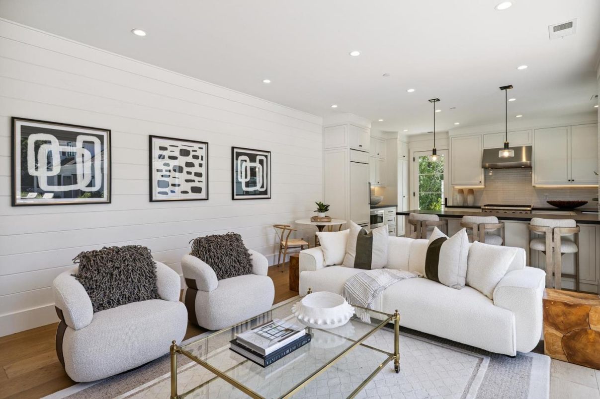 Interior, Kitchen, Living room, Pendant Lights, Recessed Lighting, Stainless Steel Appliances, Wood Texture Flooring