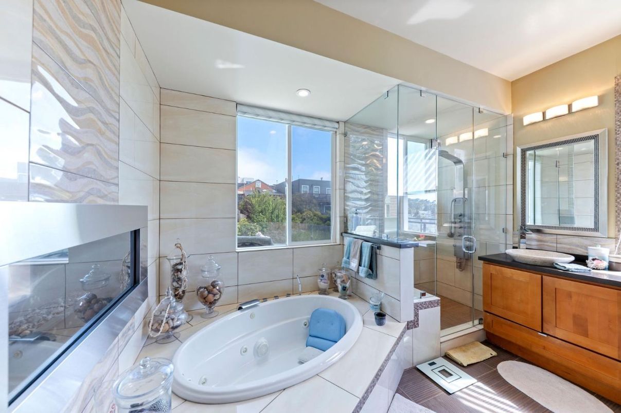 Bathroom, Glass Shower, Interior, Recessed Lighting