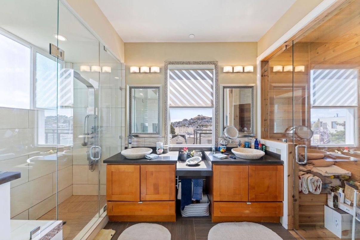 Bathroom, Dual Sink Vanities, Glass Shower, Interior