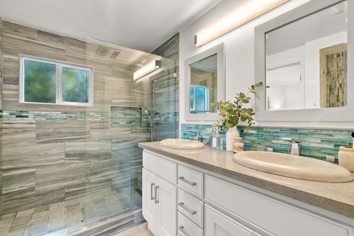 Bathroom, Dual Sink Vanities, Glass Shower, Interior