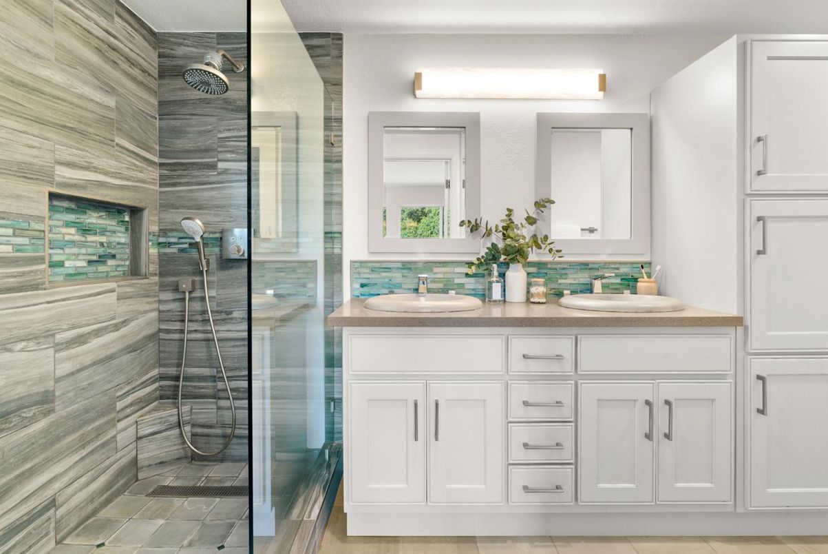 Bathroom, Dual Sink Vanities, Glass Shower, Interior