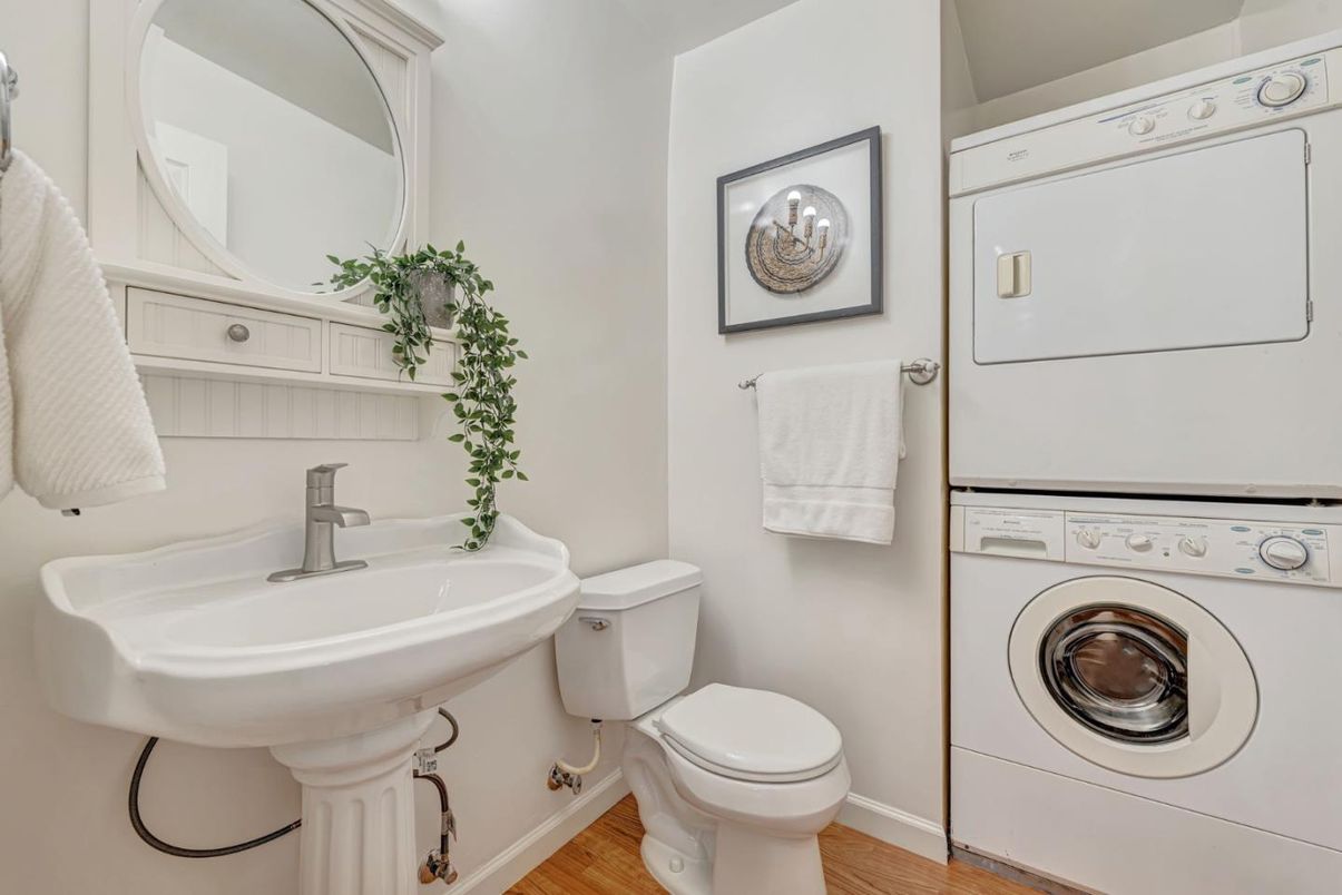 Bathroom, Interior, Utility Closets, Washer, Wood Texture Flooring