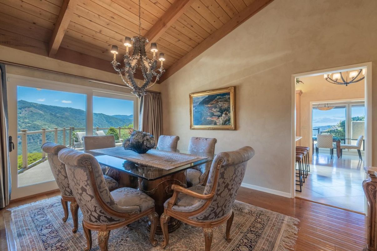 Chandelier, Dining room, Interior, Wooden Beams, Wooden Ceilings, Wood Texture Flooring