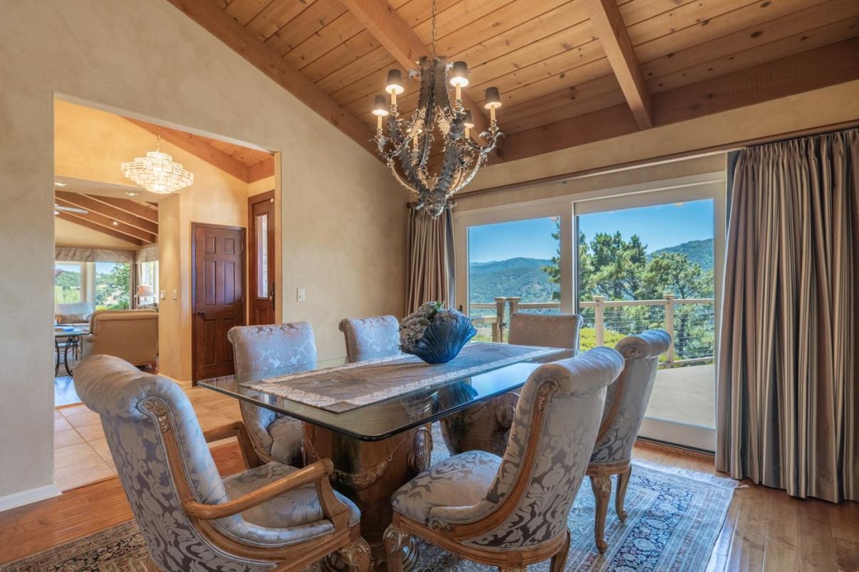 Chandelier, Dining room, Interior, Wooden Beams, Wooden Ceilings, Wood Texture Flooring