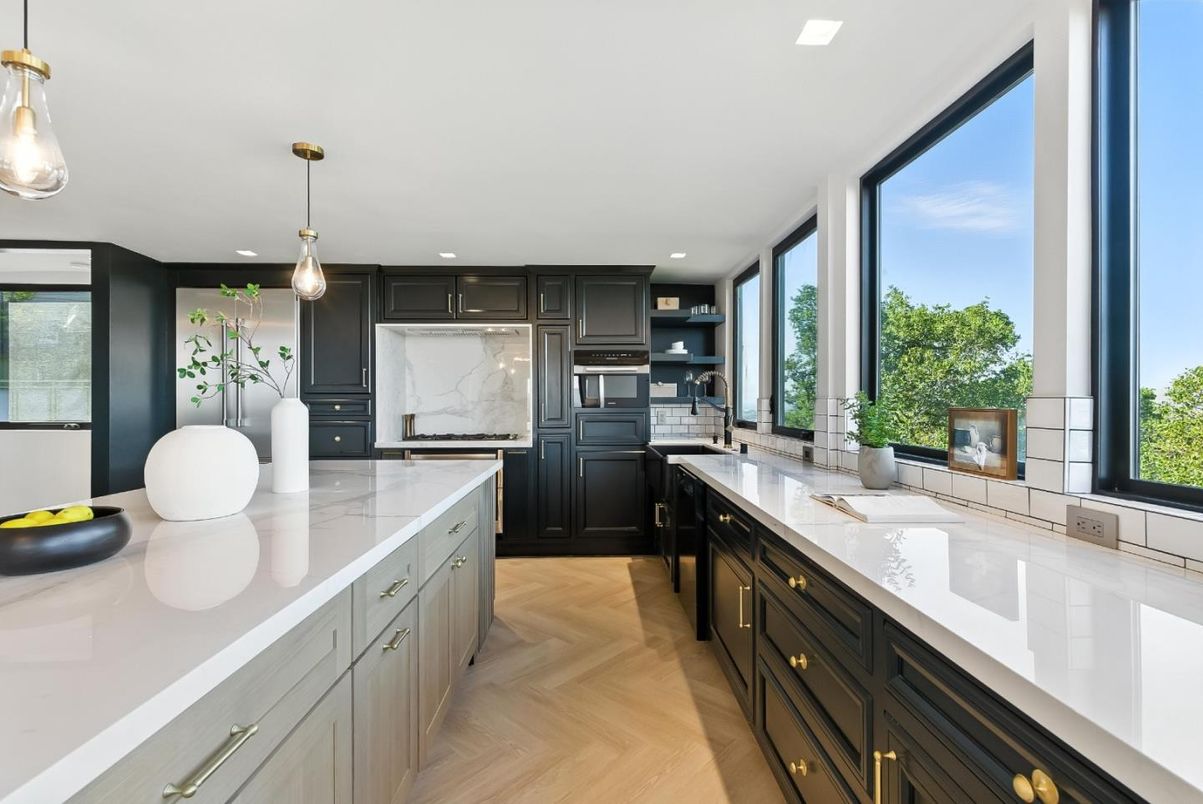 Interior, Kitchen, Marble Walls, Stainless Steel Appliances