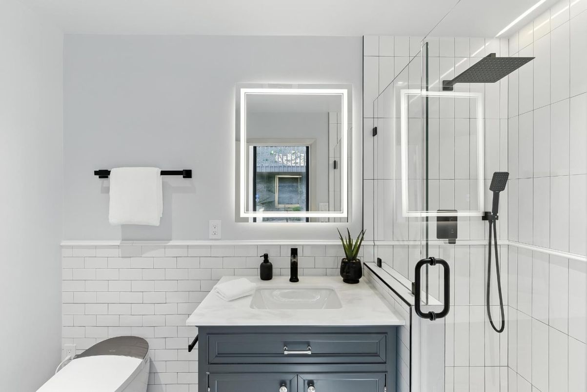 Bathroom, Glass Shower, Interior, Recessed Lighting
