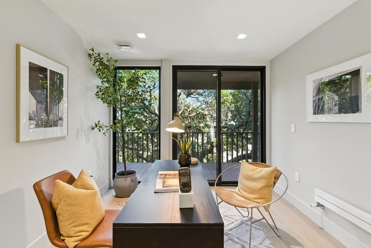 Home Office, Interior, Recessed Lighting, Wood Texture Flooring