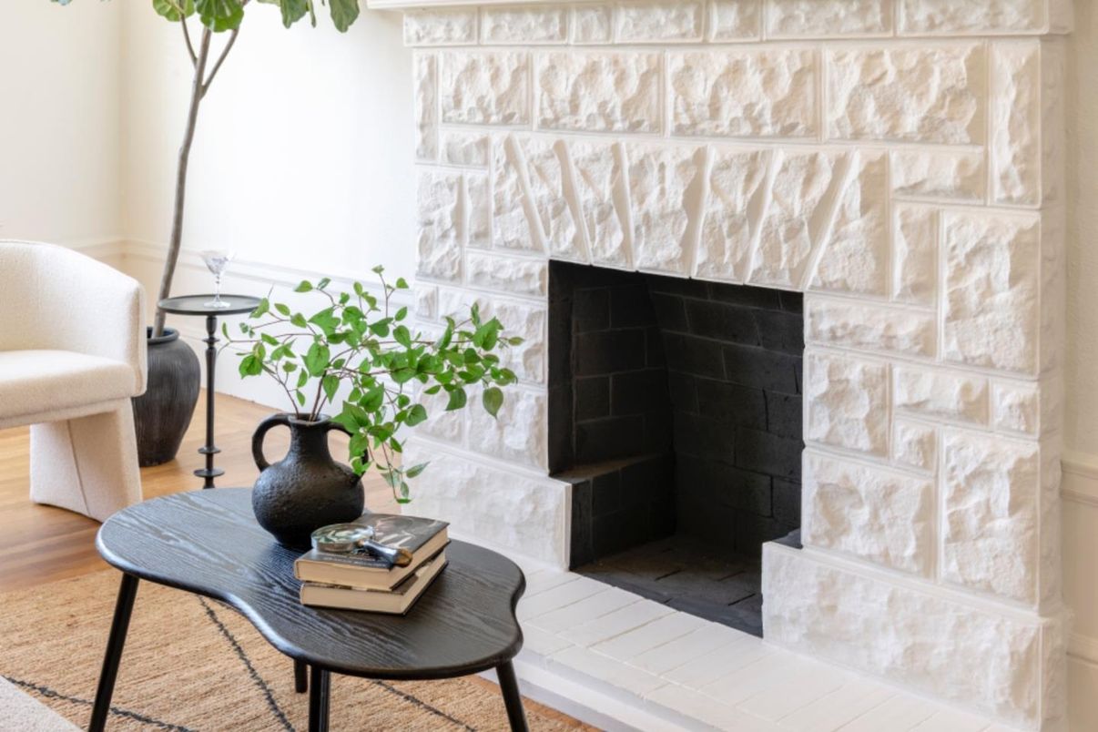 Fireplace, Interior, Stone Walls, Wood Texture Flooring
