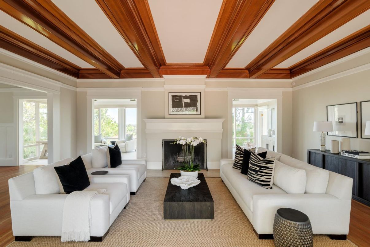 Fireplace, Interior, Living room, Wooden Beams, Wood Texture Flooring