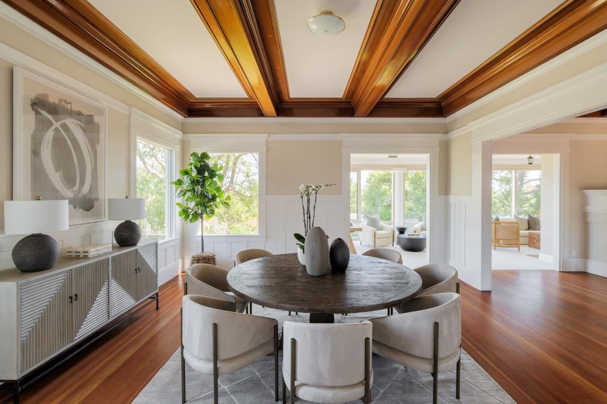 Dining room, Interior, Wooden Beams, Wood Texture Flooring