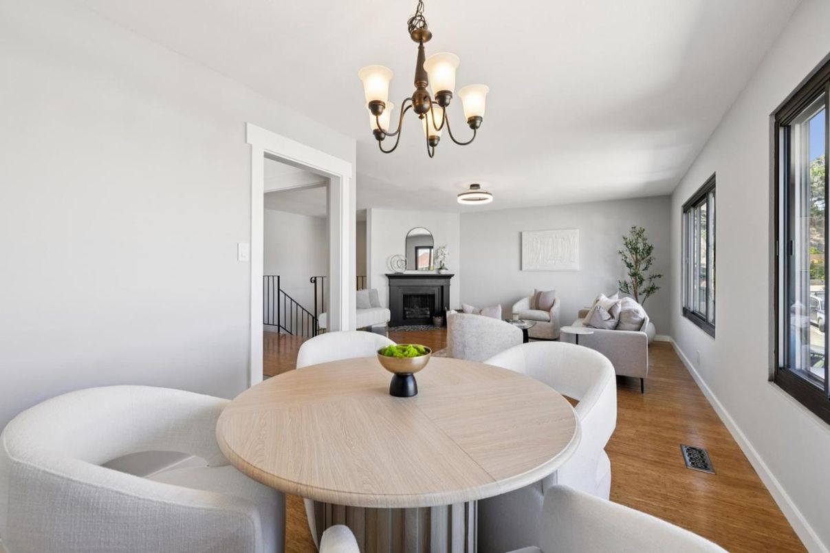 Chandelier, Dining room, Fireplace, Interior, Living room, Wood Texture Flooring
