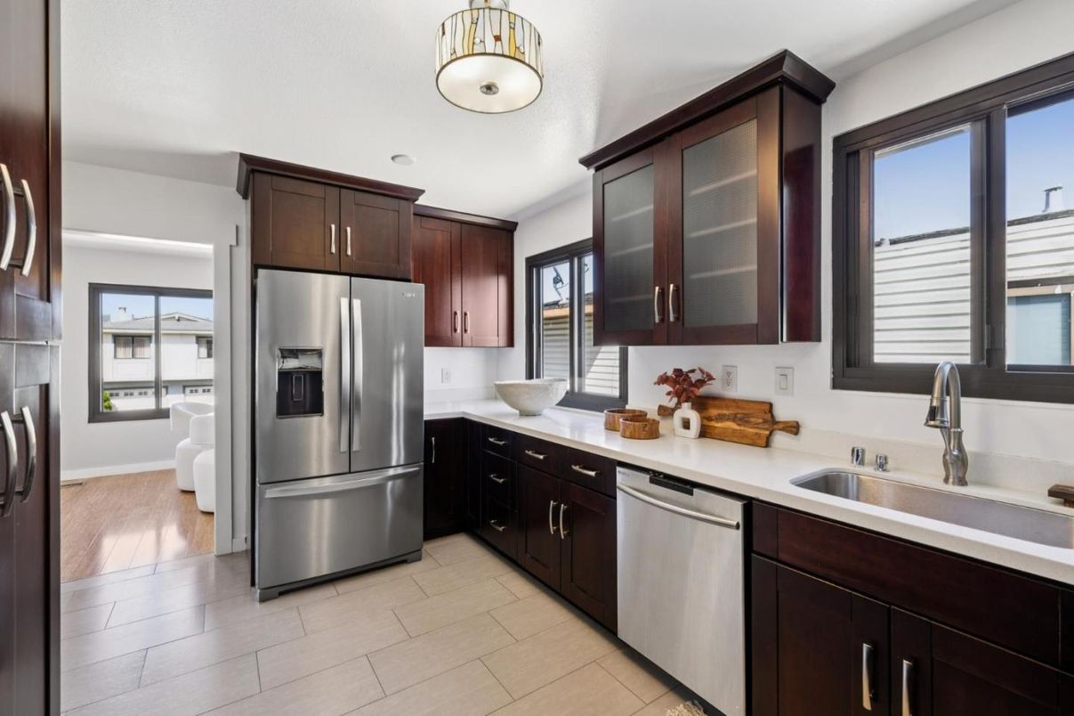 Interior, Kitchen, Stainless Steel Appliances, Wood Texture Flooring