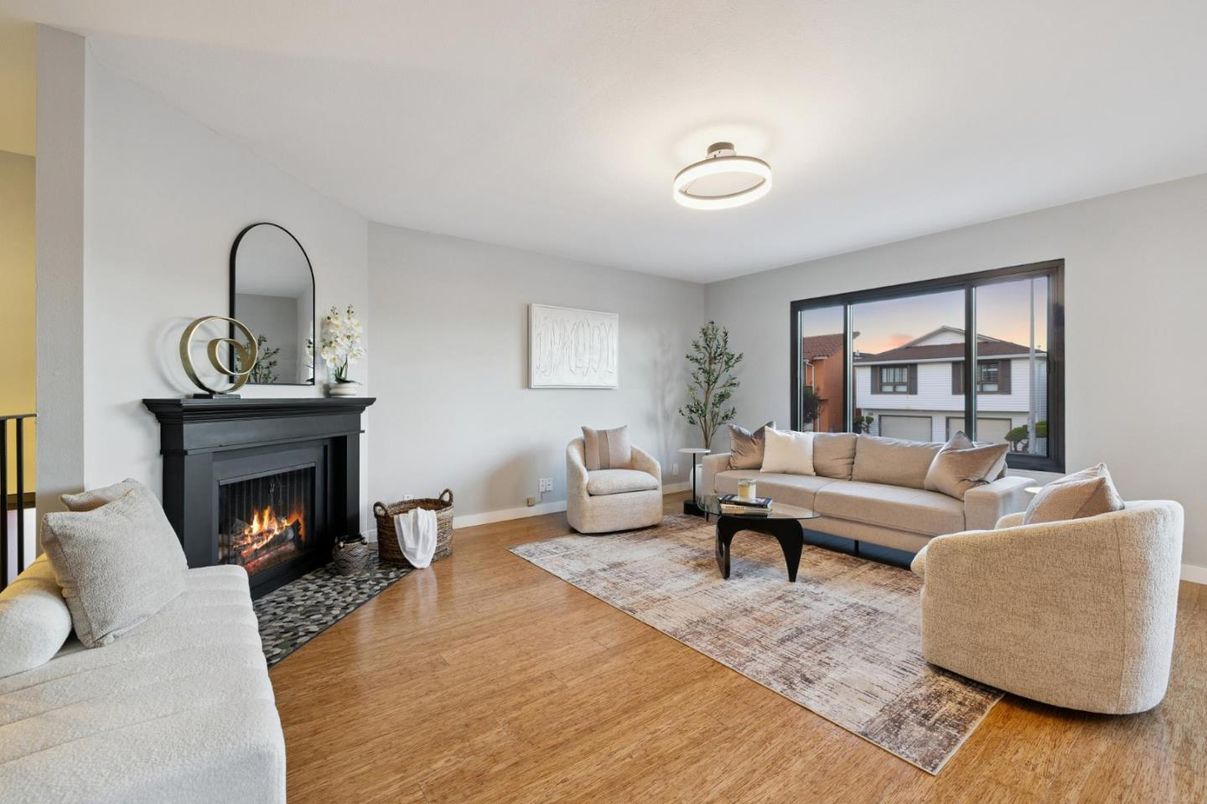 Fireplace, Interior, Living room, Wood Texture Flooring