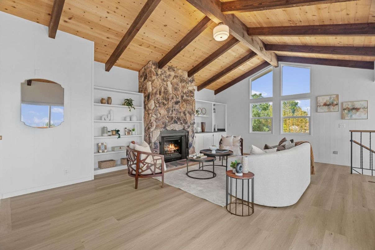 Fireplace, Interior, Living room, Wooden Beams, Wooden Ceilings, Wood Texture Flooring