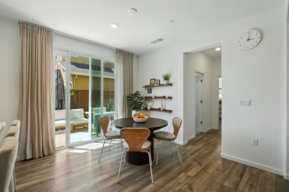 Dining room, Interior, Recessed Lighting, Wood Texture Flooring