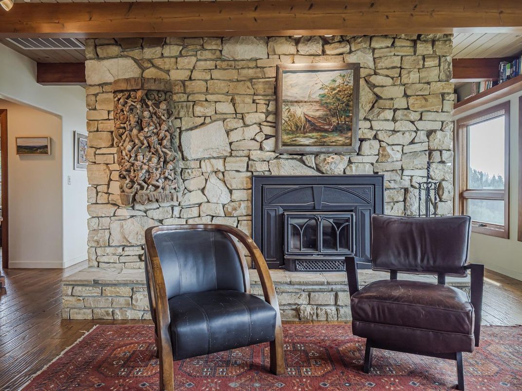 Fireplace, Interior, Stone Walls, Wood Texture Flooring