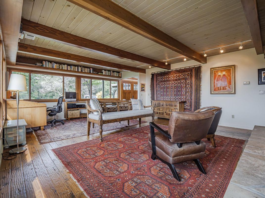 Home Office, Interior, Living room, Recessed Lighting, Wooden Beams, Wooden Ceilings, Wood Texture Flooring
