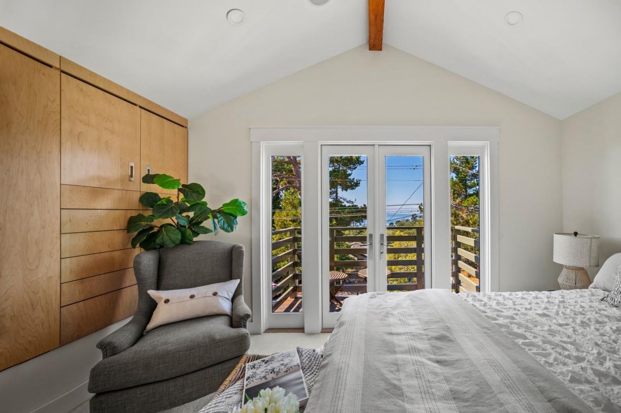 Bedroom, Interior, Recessed Lighting, Wooden Beams