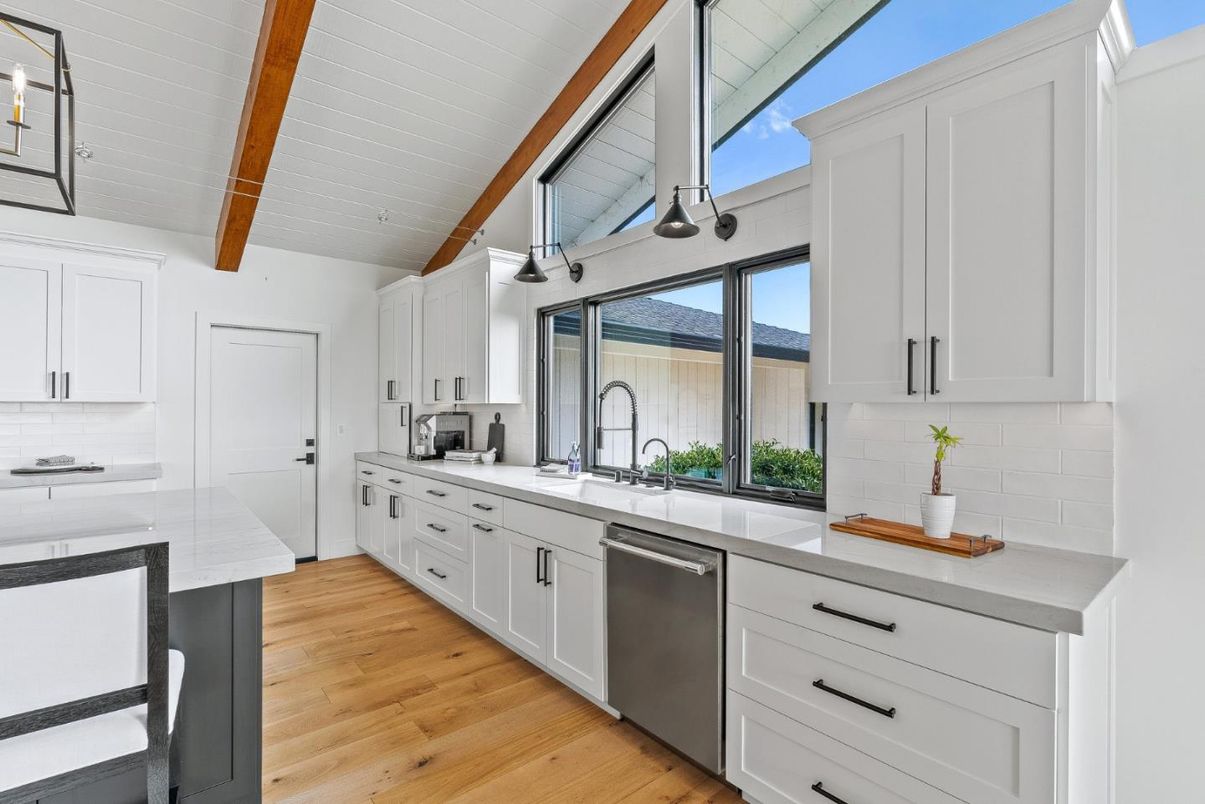 Interior, Kitchen, Stainless Steel Appliances, Wooden Beams, Wood Texture Flooring