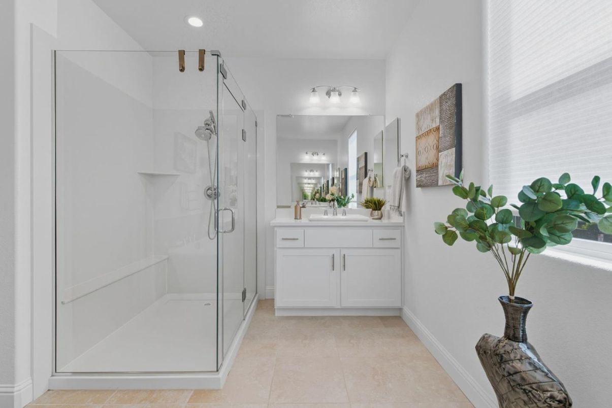 Bathroom, Glass Shower, Interior, Recessed Lighting
