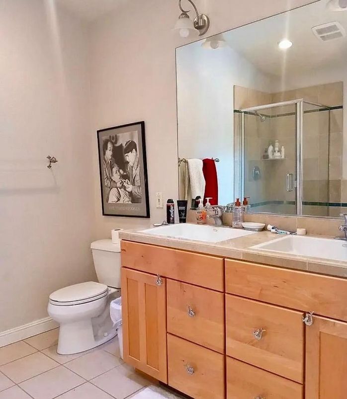 Bathroom, Glass Shower, Interior, Recessed Lighting, Tile Countertops