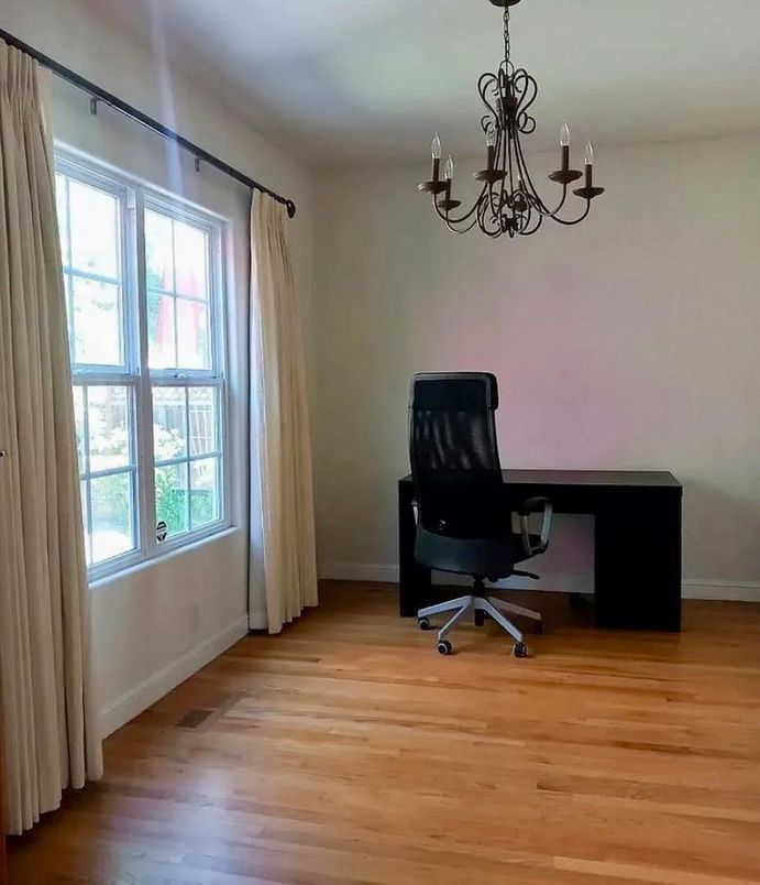 Chandelier, Home Office, Interior, Wood Texture Flooring