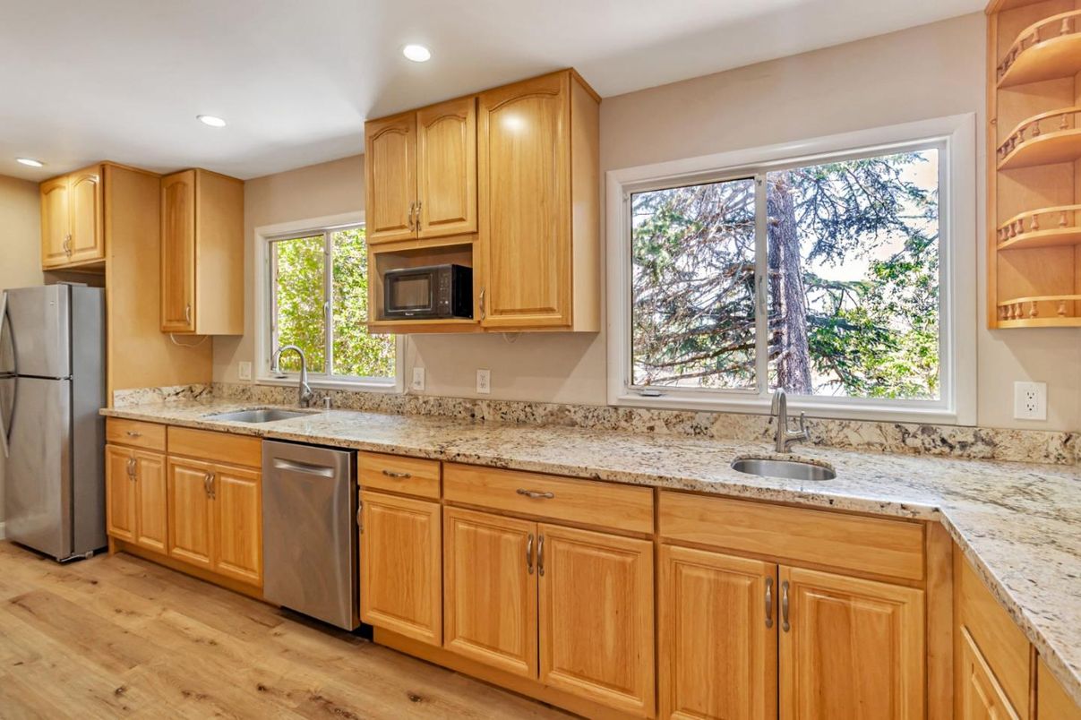 Interior, Kitchen, Recessed Lighting, Wood Texture Flooring