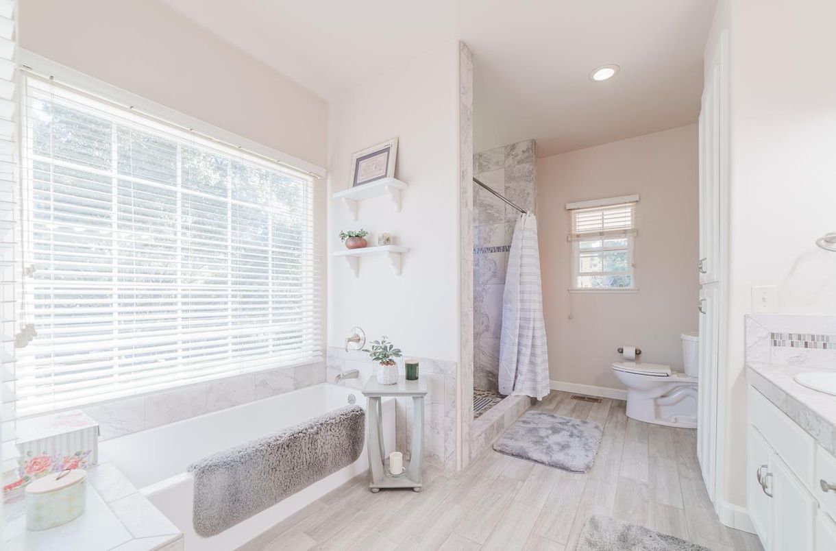 Bathroom, Interior, Recessed Lighting, Wood Texture Flooring