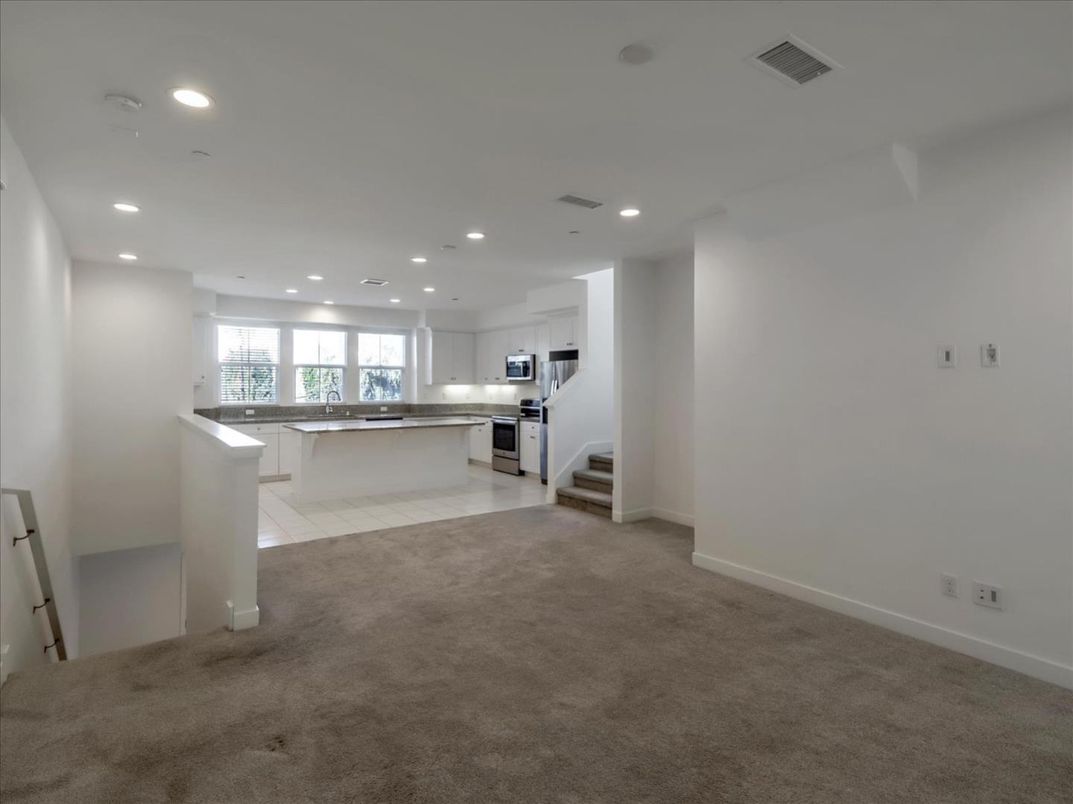 Empty room, Interior, Kitchen, Recessed Lighting, Stainless Steel Appliances