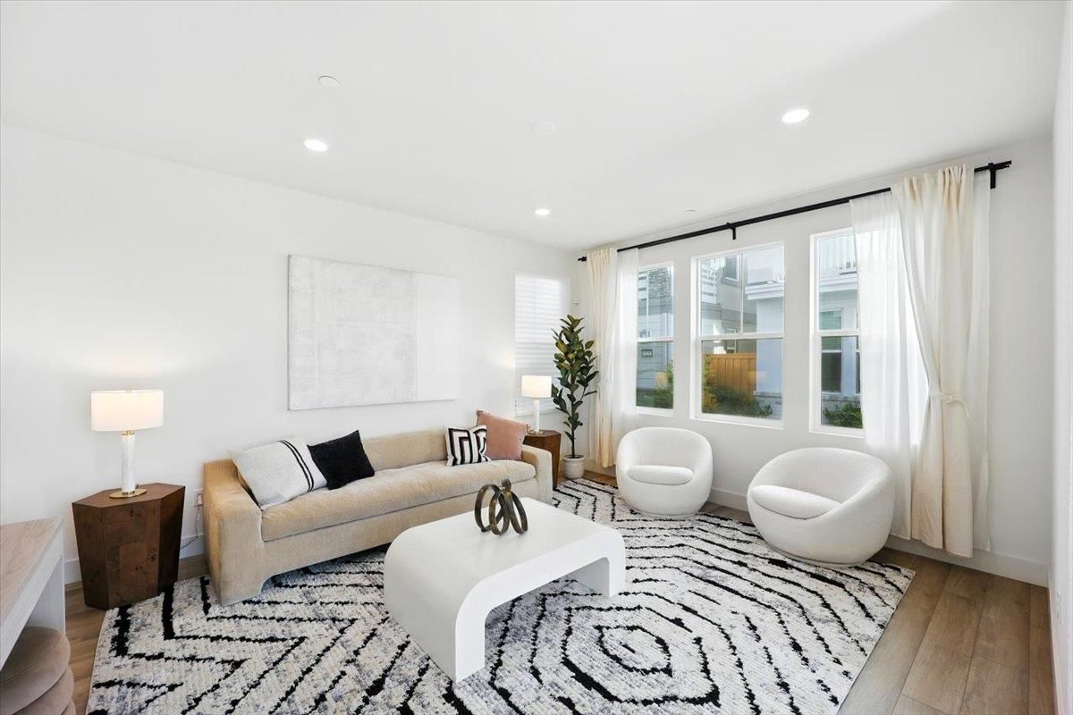 Interior, Living room, Recessed Lighting, Wood Texture Flooring