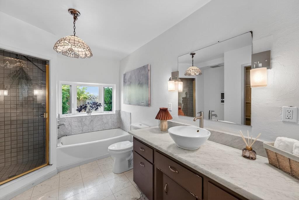 Bathroom, Dual Sink Vanities, Glass Shower, Interior, Pendant Lights