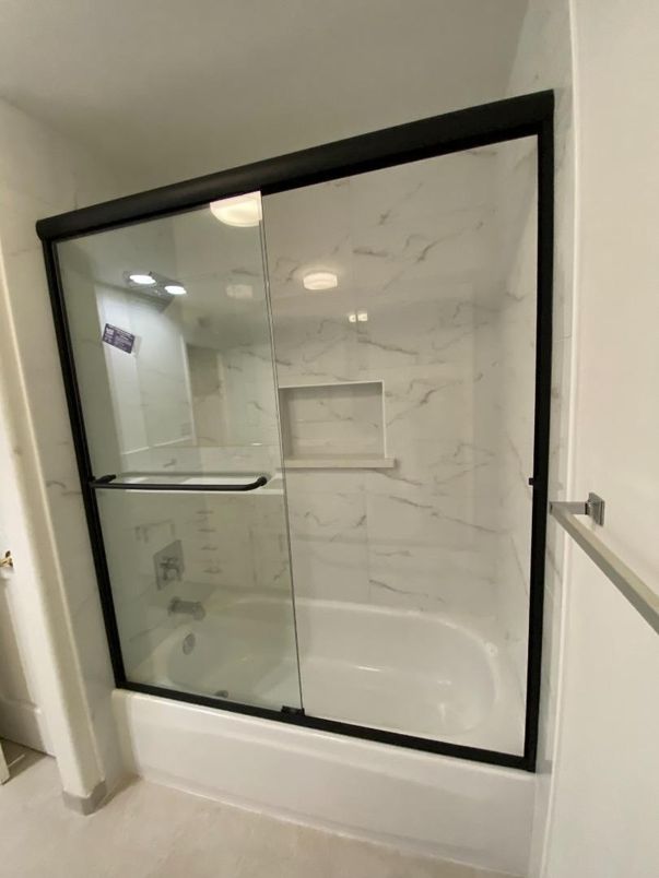 Bathroom, Glass Shower, Interior, Marble Walls