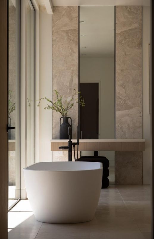 Bathroom, Free Standing Baths, Interior, Marble Walls