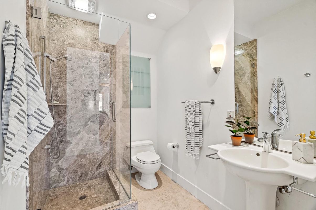 Bathroom, Glass Shower, Interior, Recessed Lighting