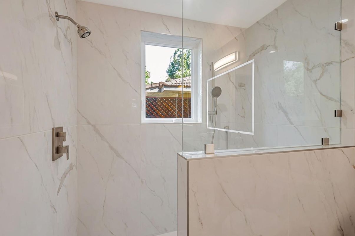 Bathroom, Glass Shower, Interior, Marble Walls