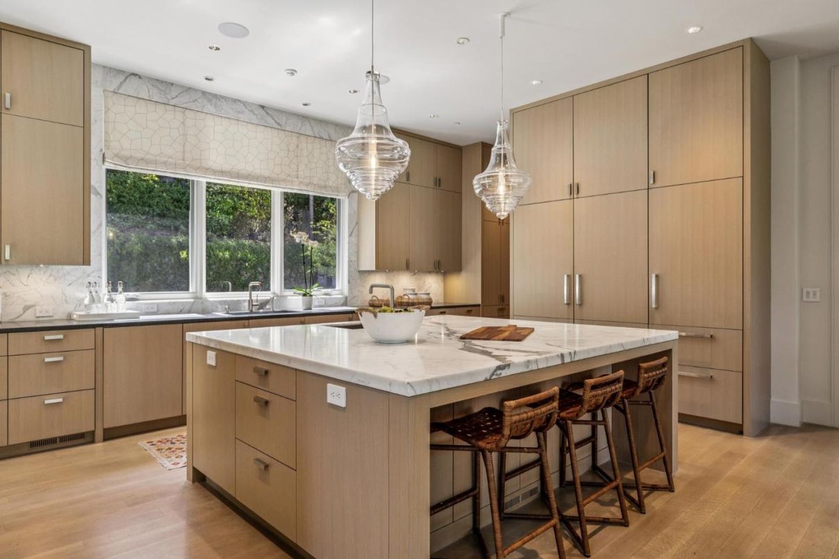 Interior, Kitchen, Pendant Lights, Recessed Lighting, Wood Texture Flooring