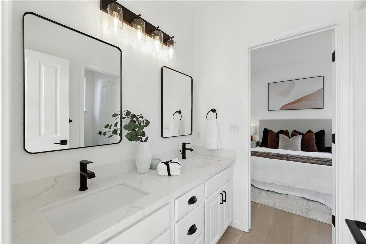 Bathroom, Bedroom, Dual Sink Vanities, Interior, Wood Texture Flooring