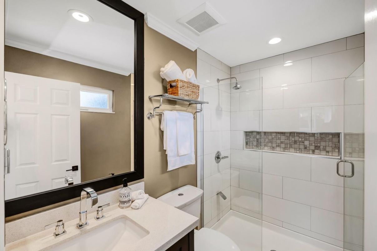 Bathroom, Glass Shower, Interior, Recessed Lighting